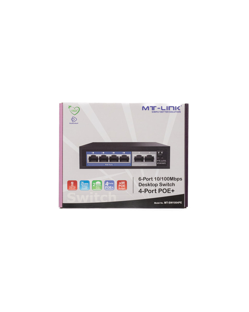 MT-SW1004PE - 4 POE+2RJ45 100Mbps POE switch