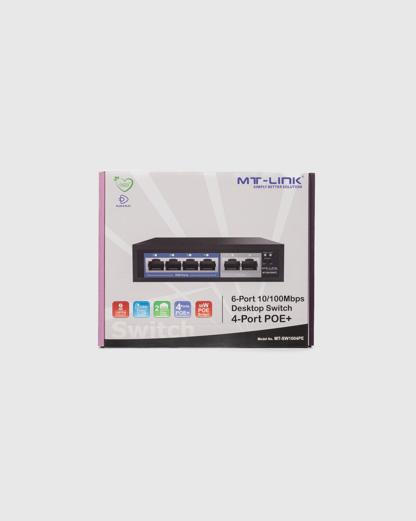 MT-SW1004PE - 4 POE+2RJ45 100Mbps POE switch