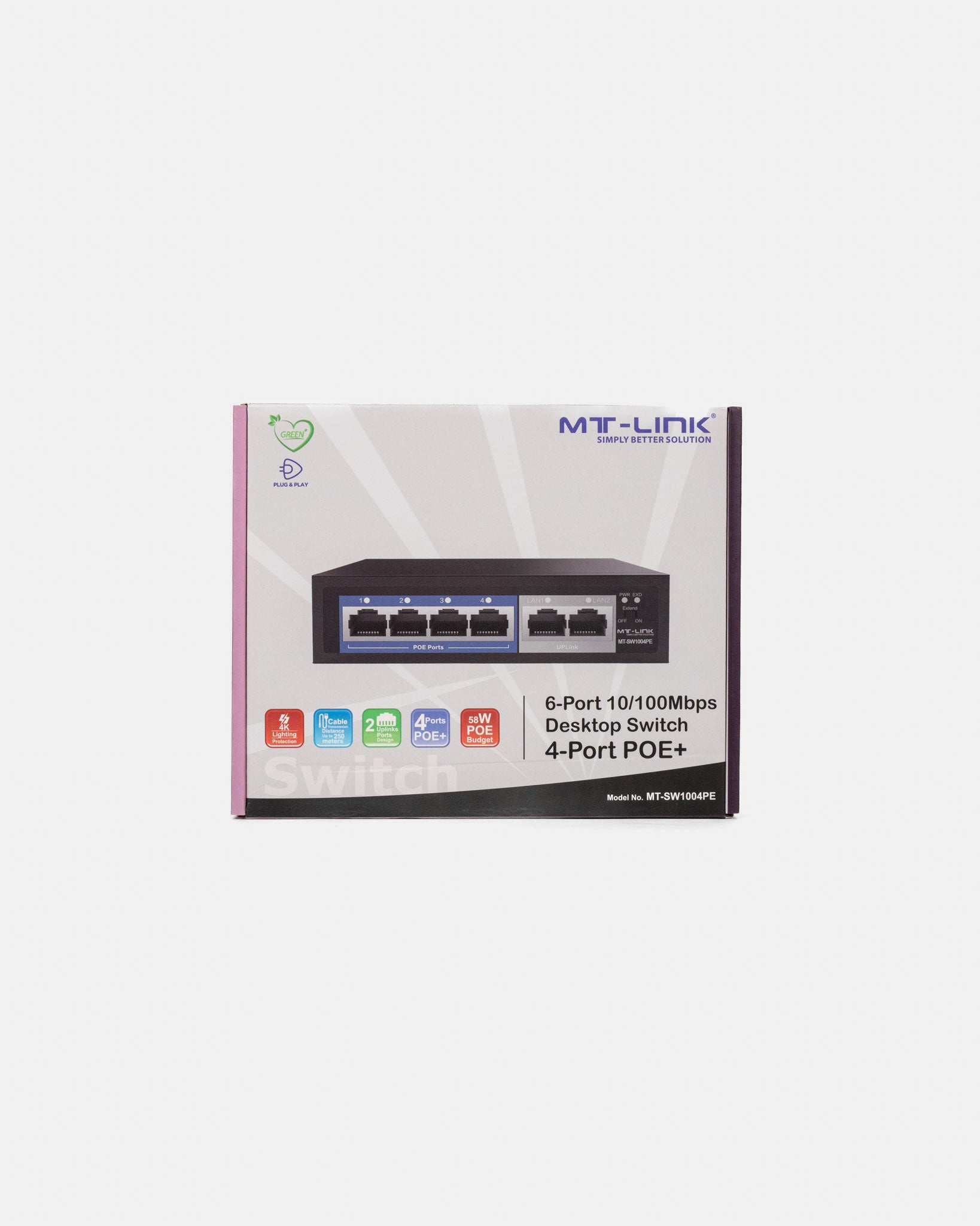MT-SW1004PE - 4 POE+2RJ45 100Mbps POE switch