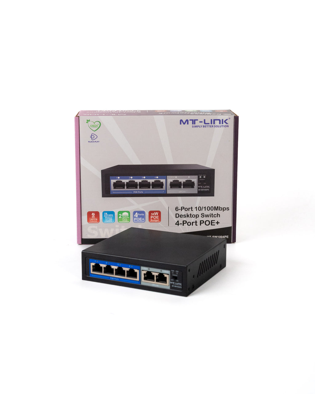 MT-SW1004PE - 4 POE+2RJ45 100Mbps POE switch