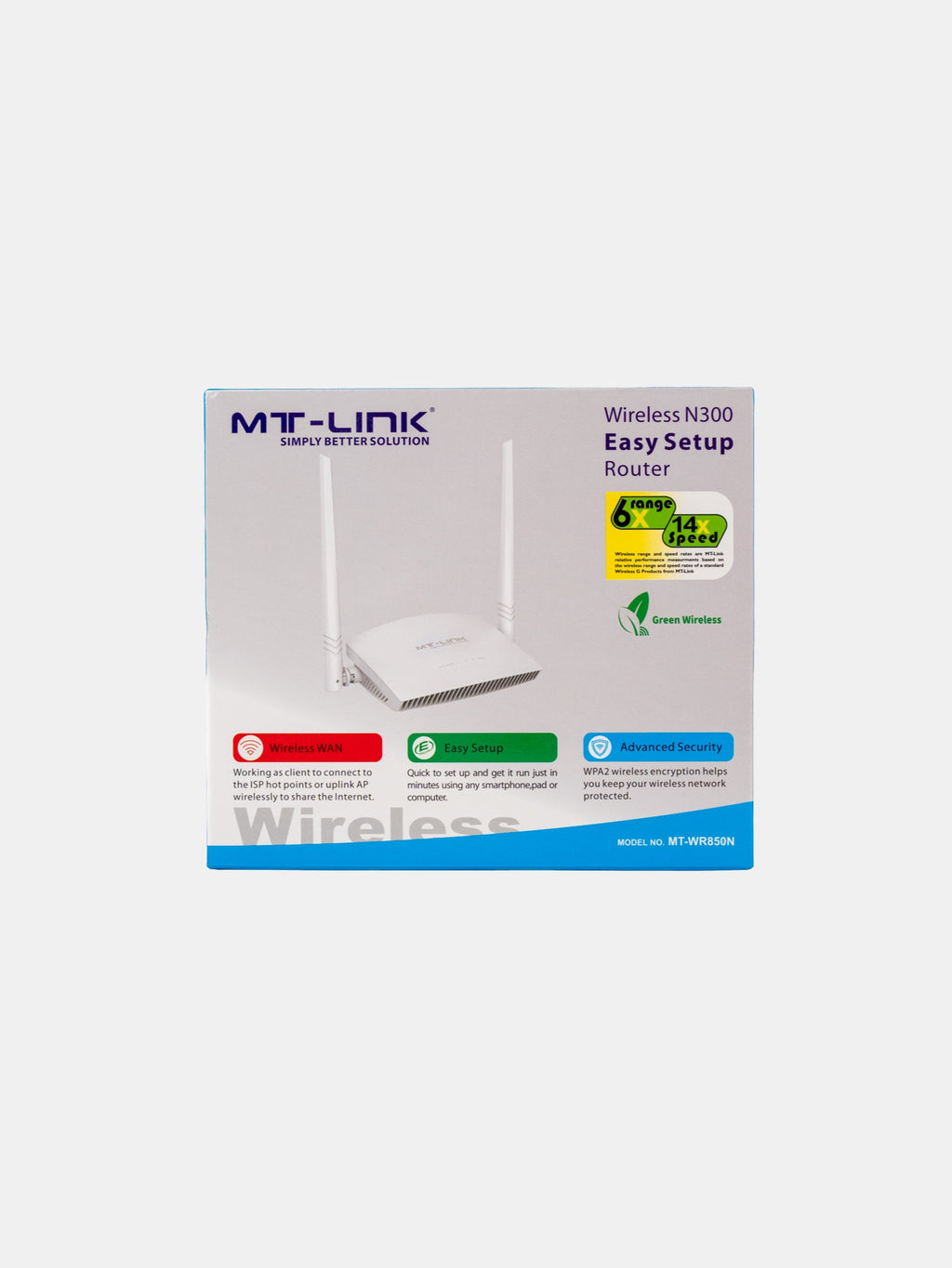 MT-WR850N - 300Mbps 3 in 1 (Router/Access Point/Range Extender) - 2 High Gain Antenna Wireless UTP Router - 1 Year Official Warranty -