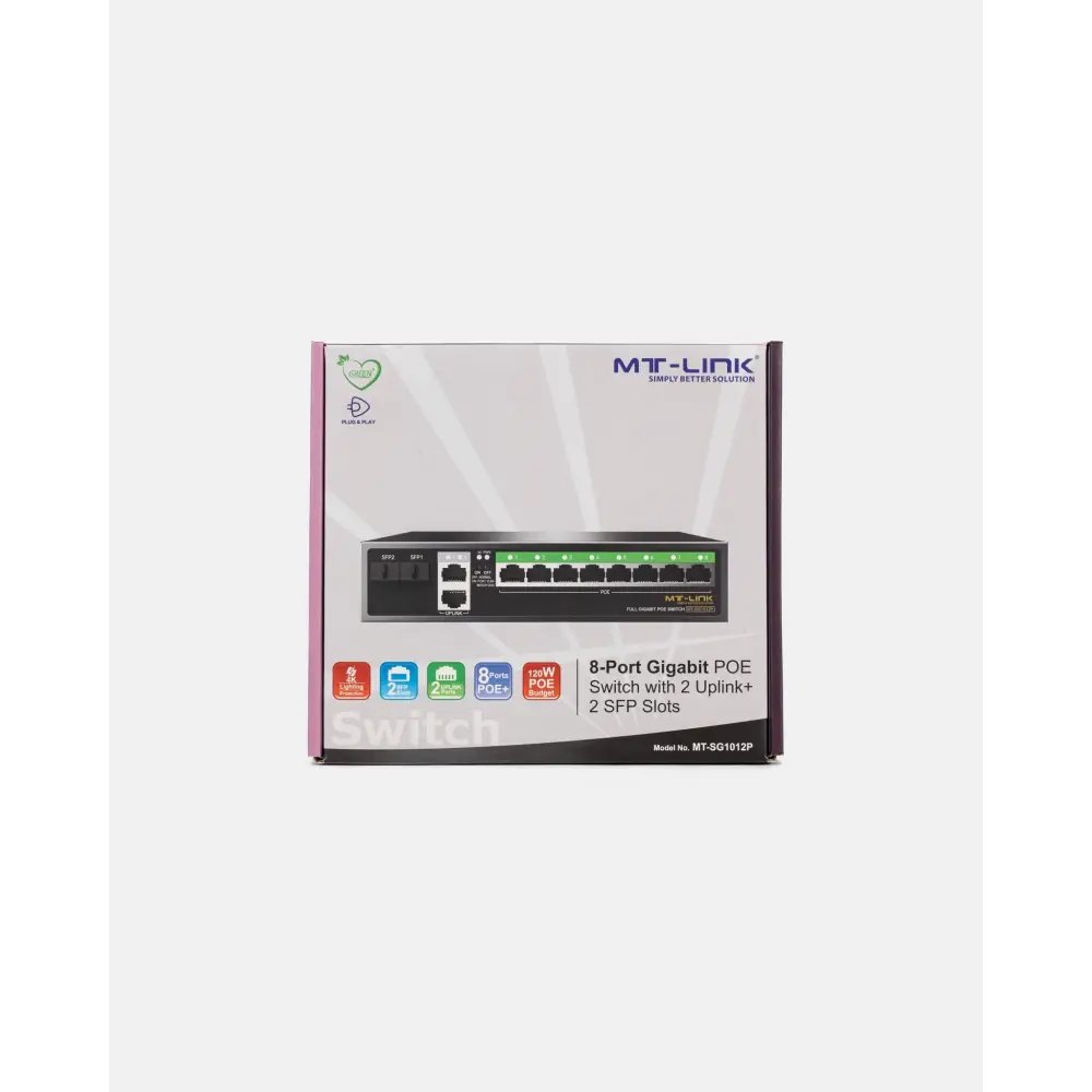 MT-SG1012PE - 8POE+2GE+2SFP UPLINK GIGABIT POE Switch - MT Link | Pakistan